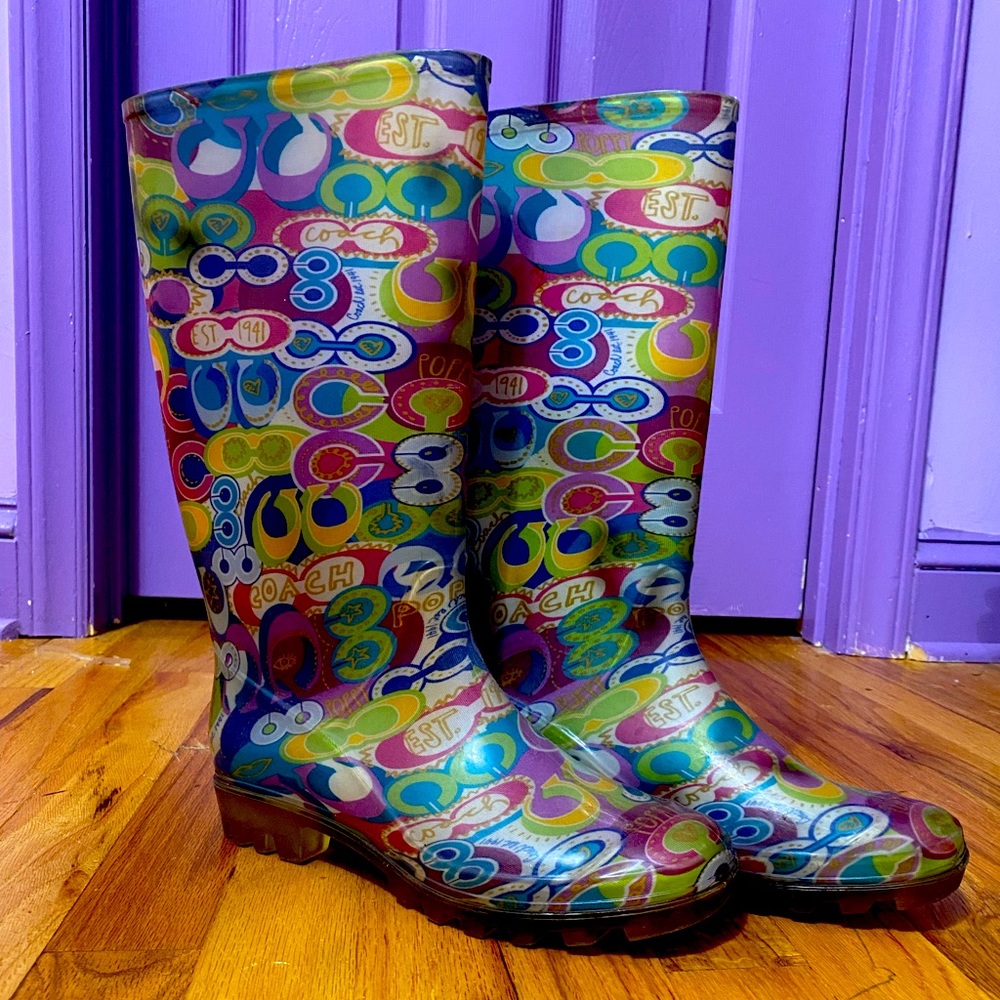 Coach rain boots, multicolor
